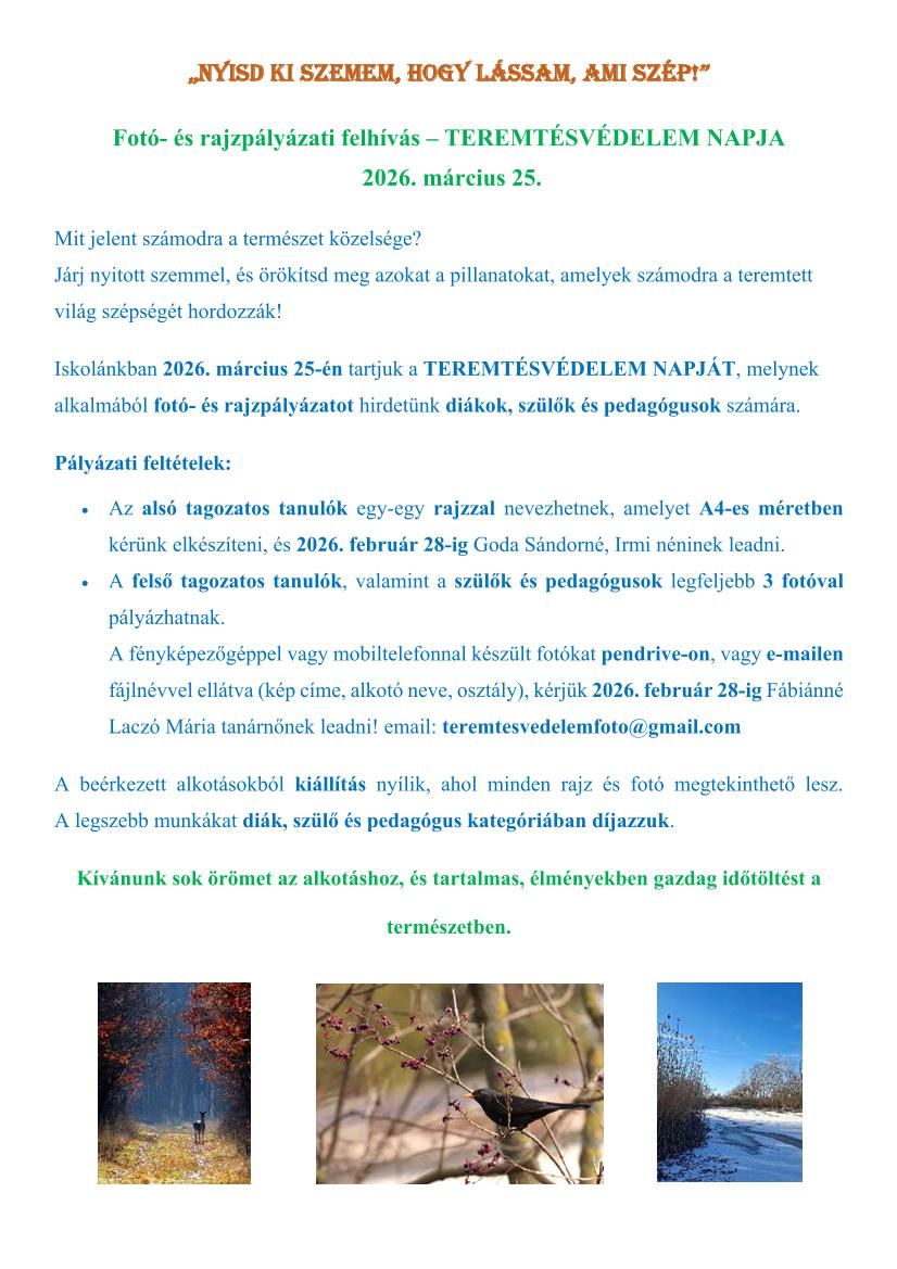 Foto es Rajzpalyazat Nyisd ki szemem