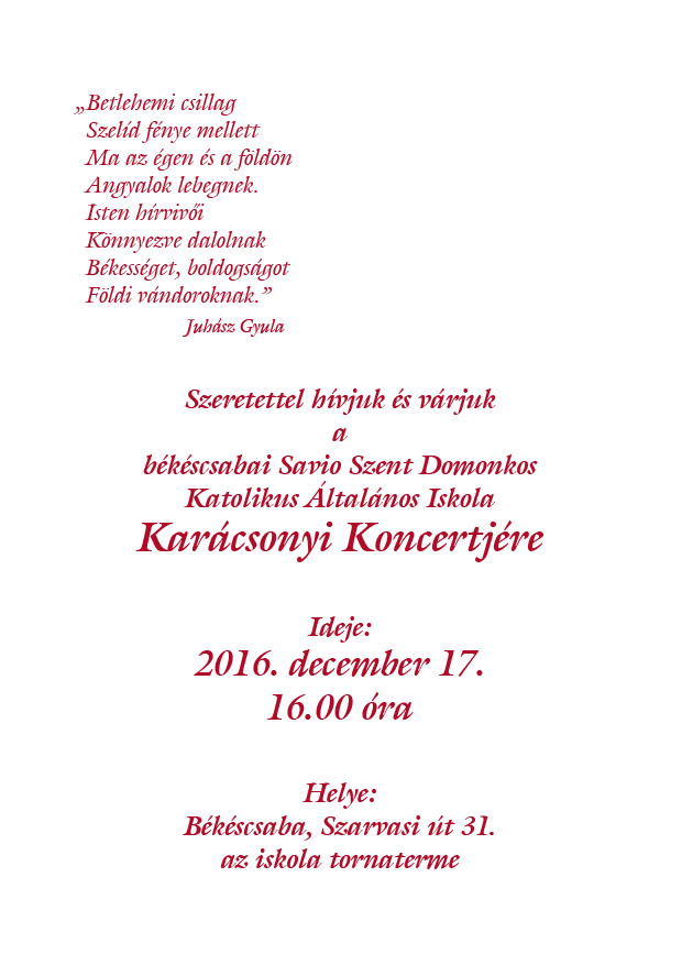 MEGHIVO SAVIO WEB 2 Karacsonyi Koncert Meghivo 2016 12 08 ROL